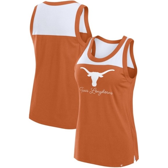 Fanatics Texas Longhorns Tank Top Sleeveless Graphic Tee Orange‎ White M NWT - Picture 1 of 11